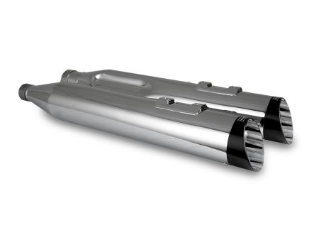 4.5in. Razorback Slash Cut Slip-On Mufflers - Chrome with Black End Caps. Fits Touring 2017up Vance and Hines