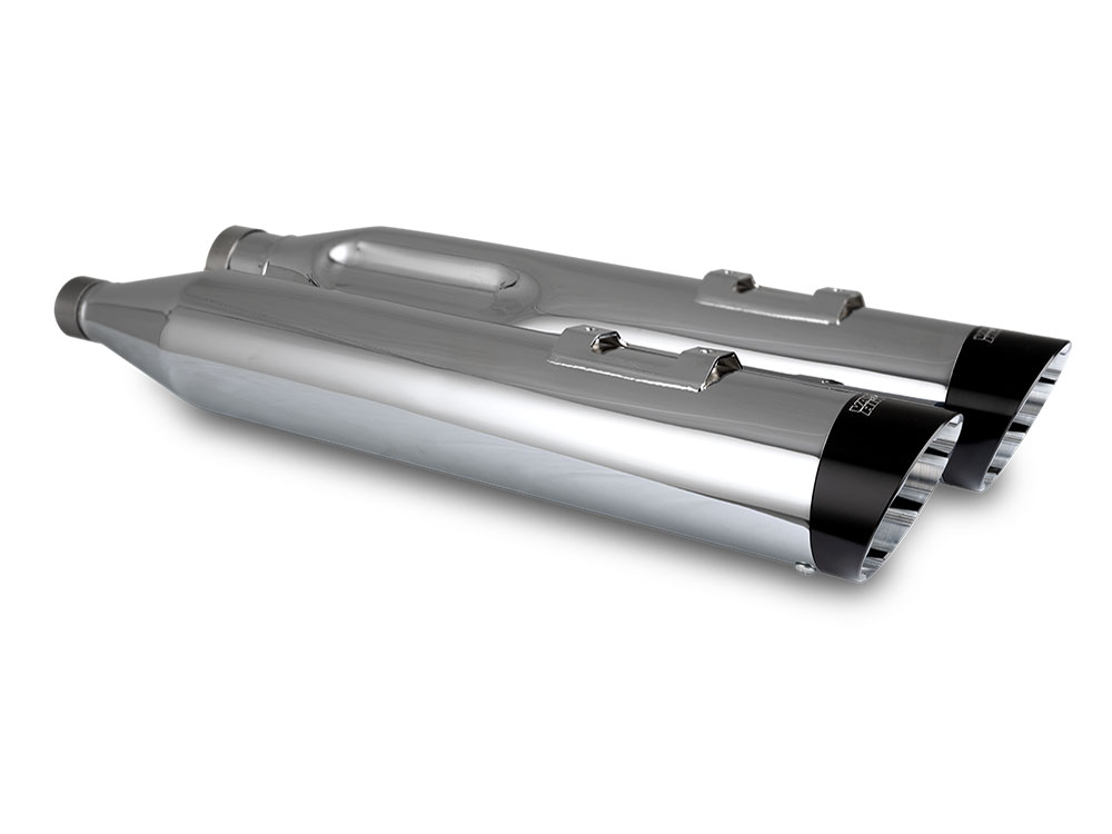 4.5in. Razorback Slash Cut Slip-On Mufflers - Chrome with Black End Caps. Fits Touring 2017up Vance and Hines - Image 2