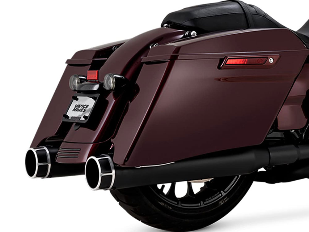 4.5in. Torquer 450 Slip-On Mufflers - Black with Black Machine End Caps. Fits Touring 2017up Vance and Hines