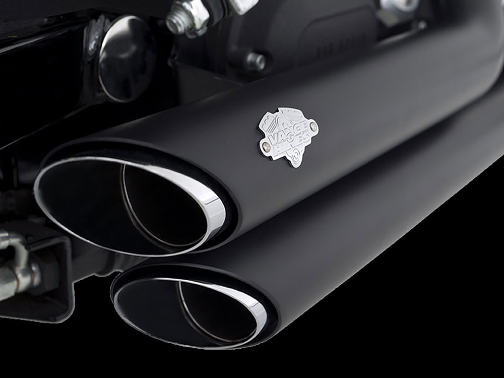 Shortshots Staggered Exhaust - Black. Fits Dyna 2006-2017 Vance and Hines