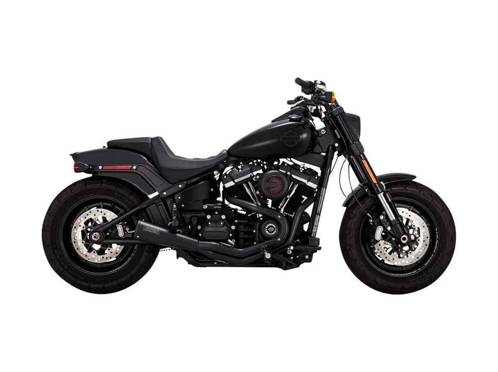 2-into-1 Upsweep Exhaust - Black. Fits Softail 2018up Non-240 Tyre Models Vance and Hines