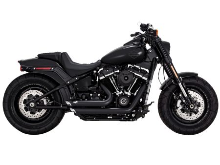 Shortshots Staggered Exhaust - Black. Fits Softail 2018-2024 Non-240 Tyre Models Vance and Hines