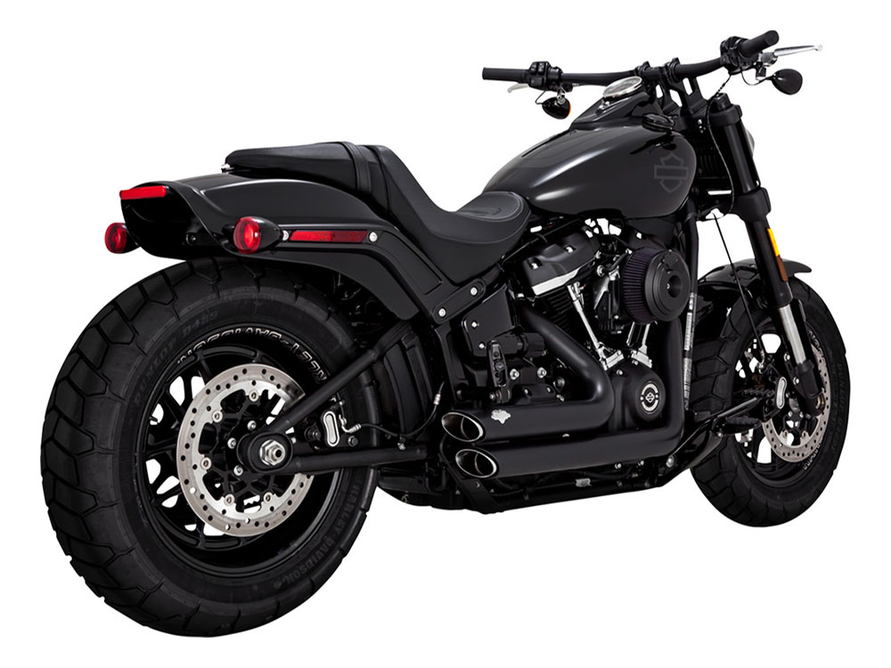 Shortshots Staggered Exhaust - Black. Fits Softail 2018up Non-240 Tyre Models Vance and Hines - Image 2