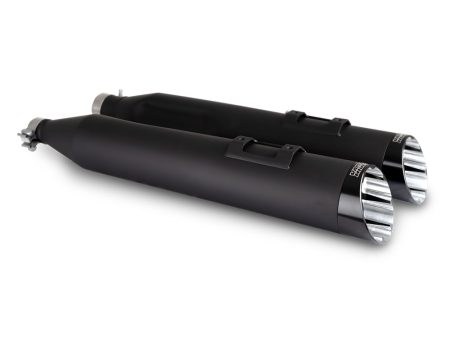 4.5in. Razorback Slash Cut Slip-On Mufflers - Black with Black End Caps. Fits Touring 2017up Vance and Hines
