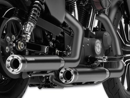 3in. RPT Slip On Mufflers - Black with Alloy Tips. Fits Sportster 2014-2021 COBRA EXHAUST