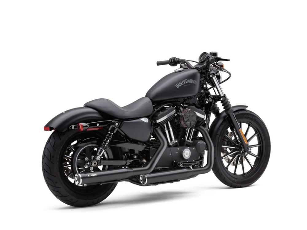 3in. RPT Slip On Mufflers - Black with Alloy Tips. Fits Sportster 2014-2021 COBRA EXHAUST