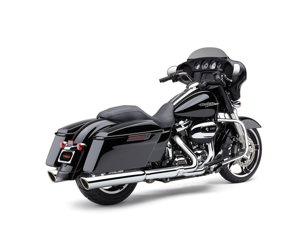 4in. 909 Back Slash Slip-On Mufflers - Chrome. Fits Touring 1995-2016 & Trike 2017-2020. COBRA EXHAUST