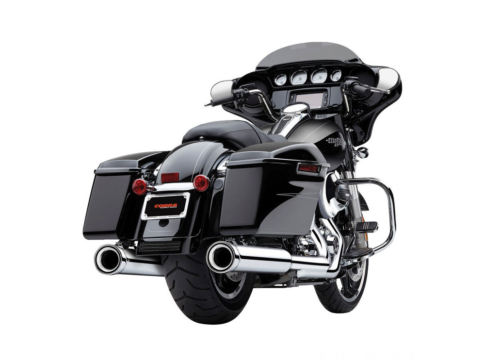 4in. Neighbor Hater Slip-On Mufflers - Chrome. Fits Touring 1995-2016 & Trike 2017-2020. COBRA EXHAUST - Image 2