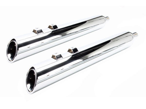 4in. 909 Uppercut Slip-On Mufflers - Chrome with Stainless Steel Tips. Fits Touring 1995-2016 & Trike 2017-2020. COBRA EXHAUST - Image 2