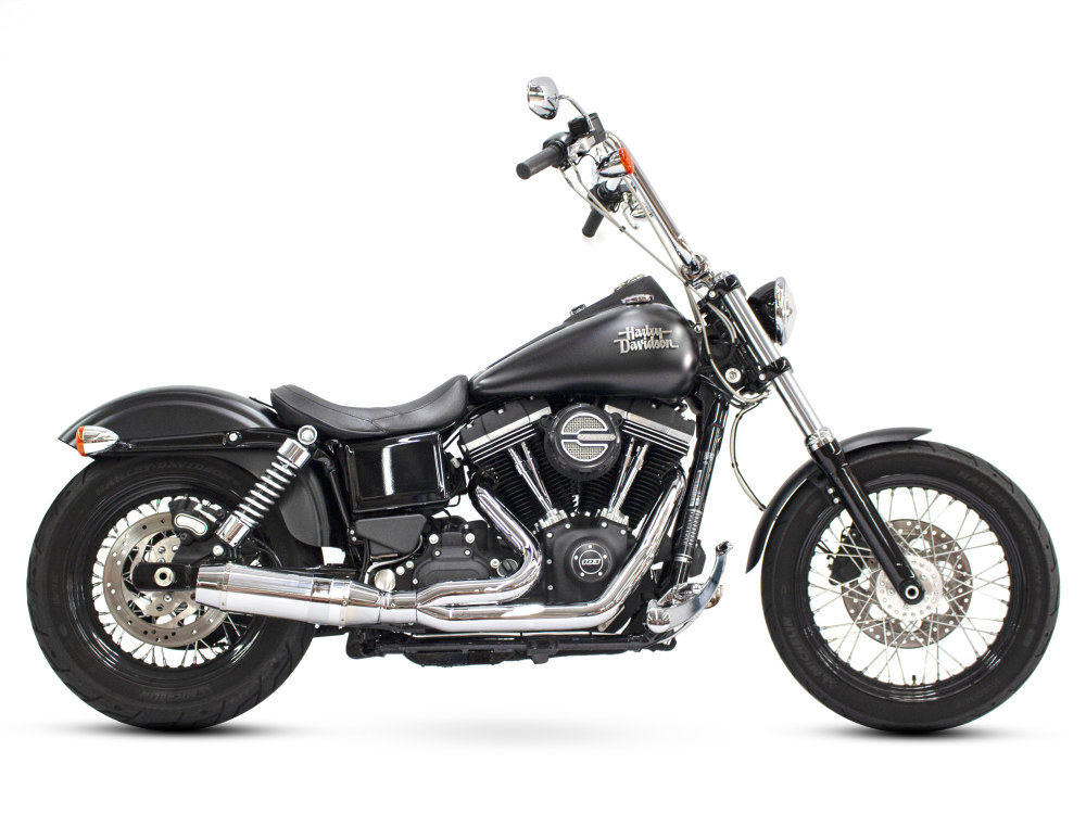 Bob Cat 2-into-1 Exhaust - Chrome with Aluminium Sleeve Muffler. Fits Dyna 2006-2017 D&D EXHAUST