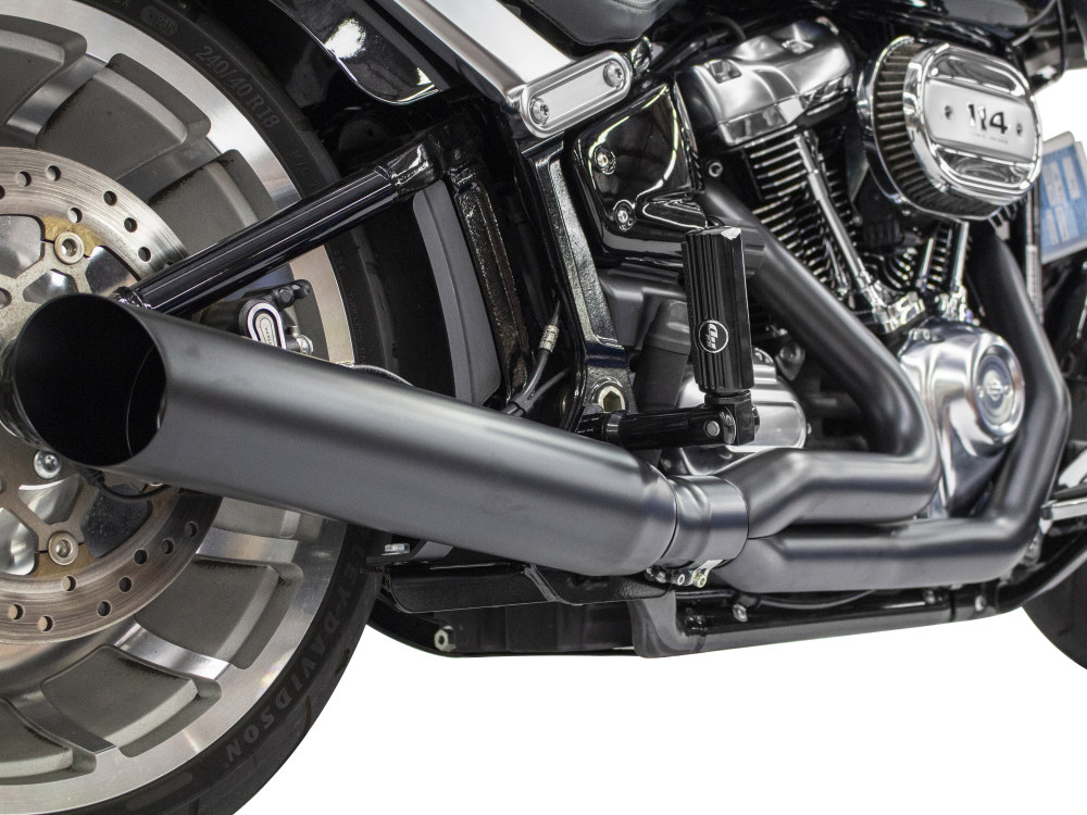 Low Cat 2-into-1 Exhaust - Black. Fits Breakout & Fat Boy 2018up & FXDR 2019up. D&D EXHAUST - Image 2