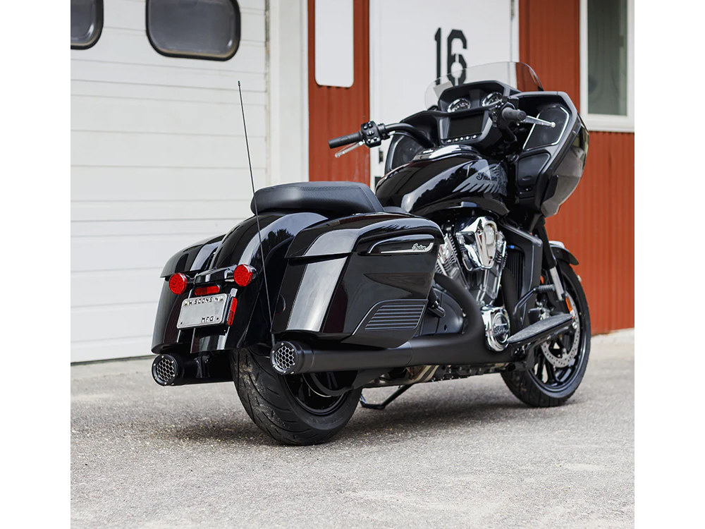 Grand Prix 4in. Slip-On Mufflers - Black. Fits Indian Big Twin 2014up with Hard Saddle Bags. Firebrand EXHAUST - Image 2
