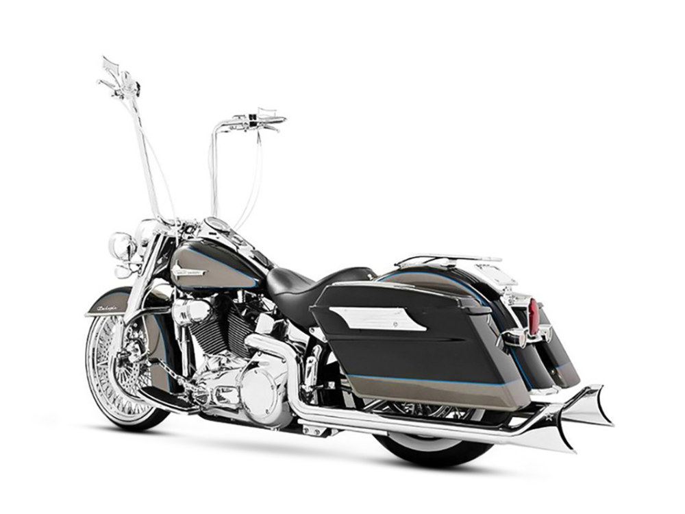 36in. True Dual SharkTail Exhaust - Chrome. Fits Softail 2007-2017. FREEDOM PERFORMANCE EXHAUST - Image 3