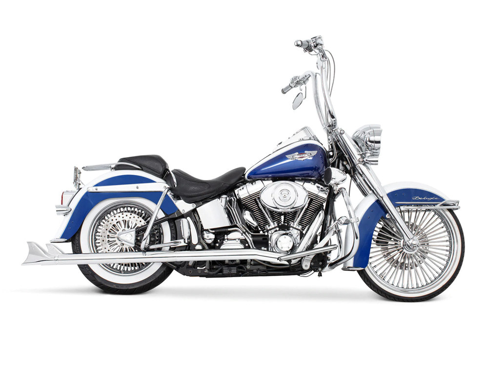 36in. True Dual SharkTail Exhaust - Chrome. Fits Softail 2007-2017. FREEDOM PERFORMANCE EXHAUST
