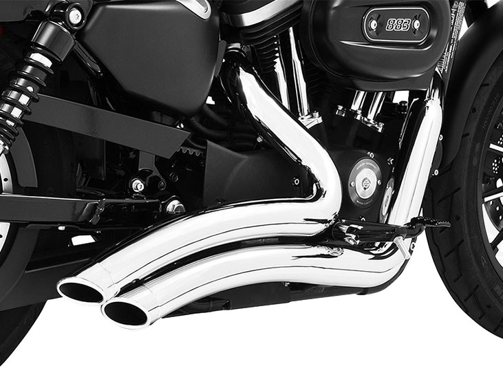 Sharp Curve Radius Exhaust - Chrome with Chrome End Caps. Fits Sportster 2004-2021 FREEDOM PERFORMANCE EXHAUST - Image 2