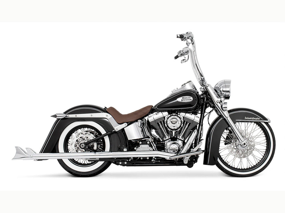 39in. True Dual SharkTail Exhaust - Chrome. Fits Softail 1997-2006 FREEDOM PERFORMANCE EXHAUST