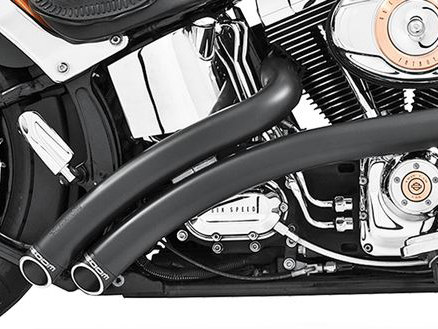 Radical Radius Exhaust - Black with Black End Caps. Fits Softail Breakout 2013-2017 & Rocker 2008-2011. FREEDOM PERFORMANCE EXHAUST - Image 3