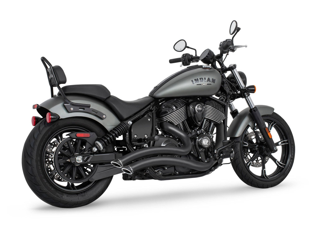 Sharp Curve Radius Exhaust - Black with Black End Caps. Fits Indian Cruiser 2022up FREEDOM PERFORMANCE EXHAUST
