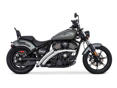 Radical Radius Exhaust - Chrome with Black End Caps. Fits Indian Cruiser 2022up FREEDOM PERFORMANCE EXHAUST