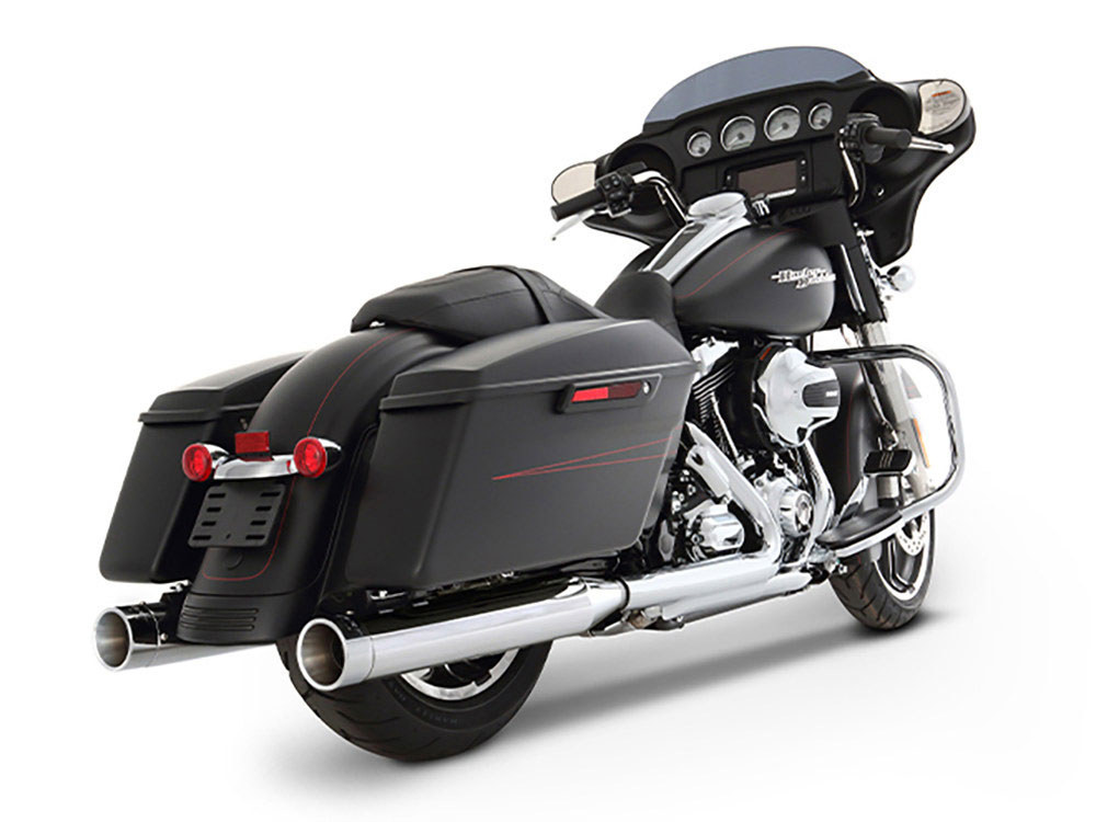 4in. Slip-On Mufflers - Chrome with Chrome End Caps. Fits Touring 1995-2016 & Trike 2017-2020. RINEHART EXHAUST - Image 2