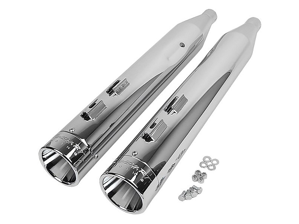 4in. Slip-On Mufflers - Chrome with Chrome End Caps. Fits Touring 1995-2016 & Trike 2017-2020. RINEHART EXHAUST - Image 4
