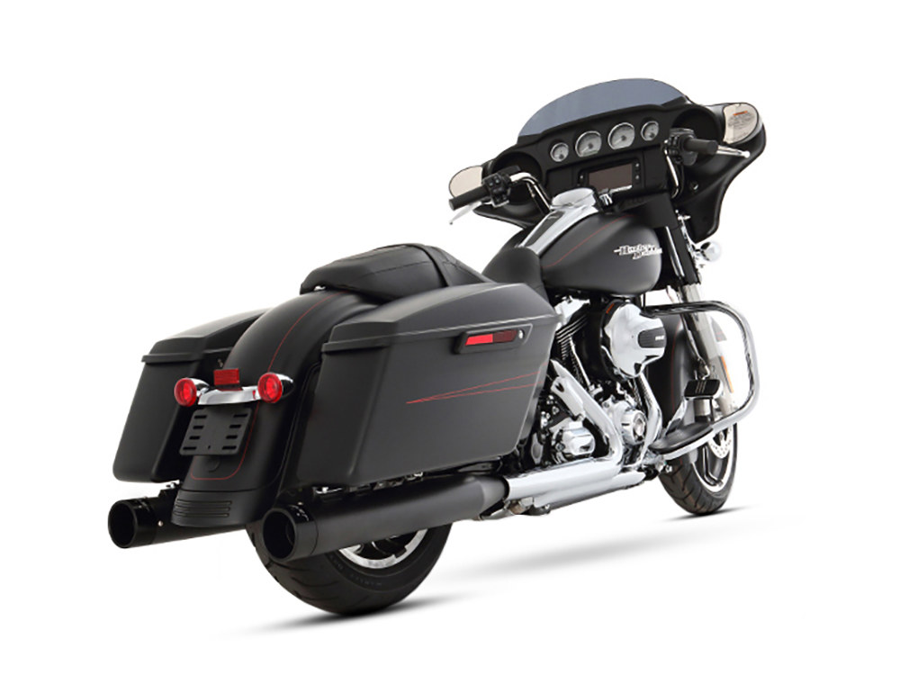 4in. Slip-On Mufflers - Black with Black End Caps. Fits Touring 1995-2016 & Trike 2017-2020. RINEHART EXHAUST - Image 2