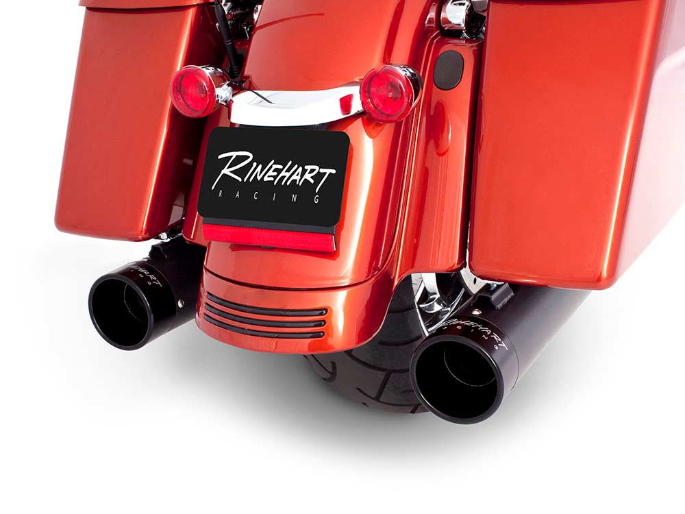 4in. Slip-On Mufflers - Black with Black End Caps. Fits Touring 1995-2016 & Trike 2017-2020. RINEHART EXHAUST - Image 4