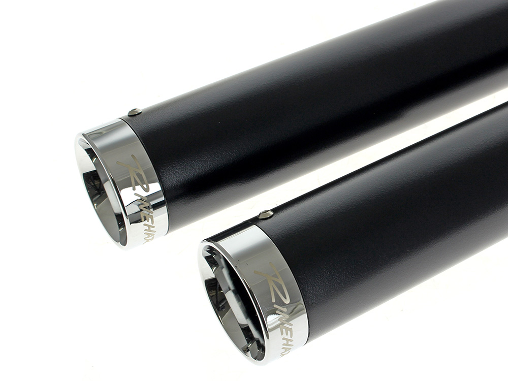 3in. Slip-On Mufflers - Black with Chrome End Caps. Fits Dyna 1995-2017 RINEHART EXHAUST - Image 2