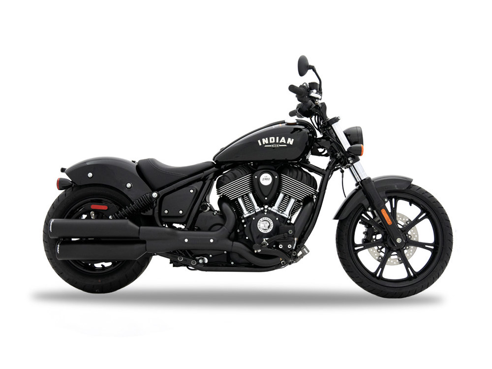 4in. Slip-On Mufflers - Black with Black End Caps. Fits Indian Cruiser 2022up RINEHART EXHAUST