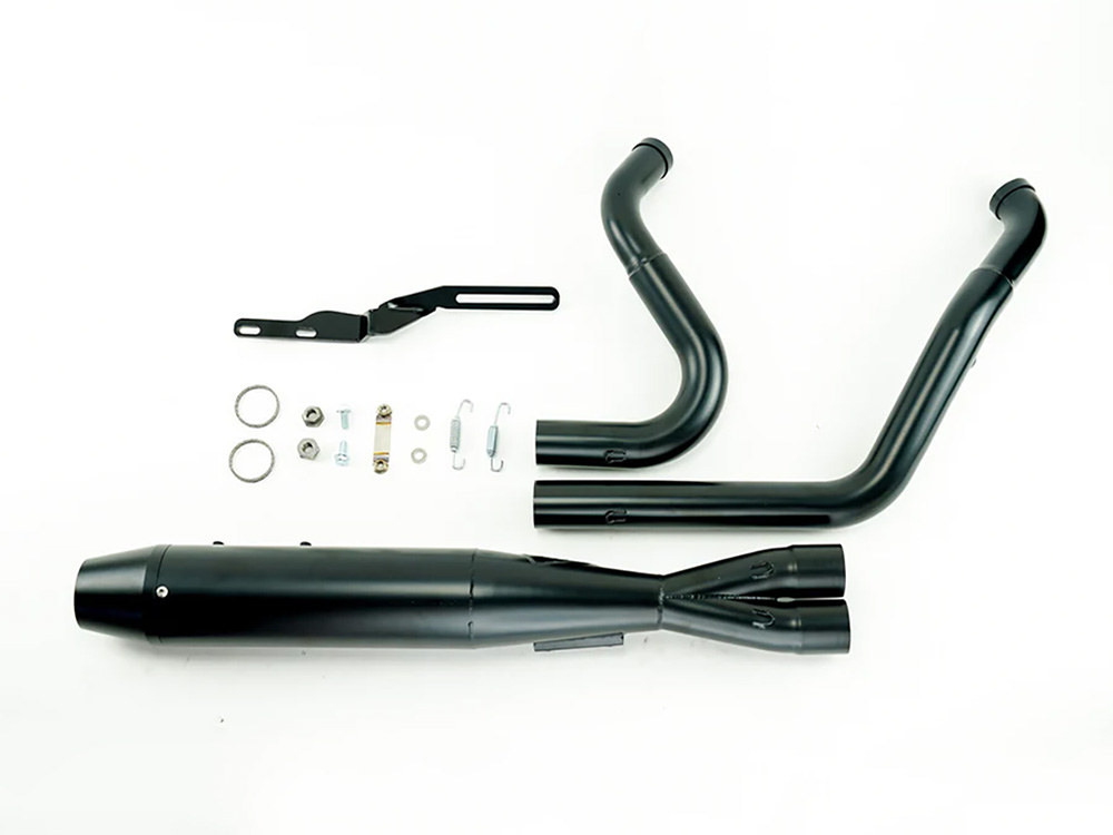 Mid Length 2-into-1 Exhaust with Welded End Cap - Black. Fits Touring 1995-2016. Sawicki Speed - Image 2