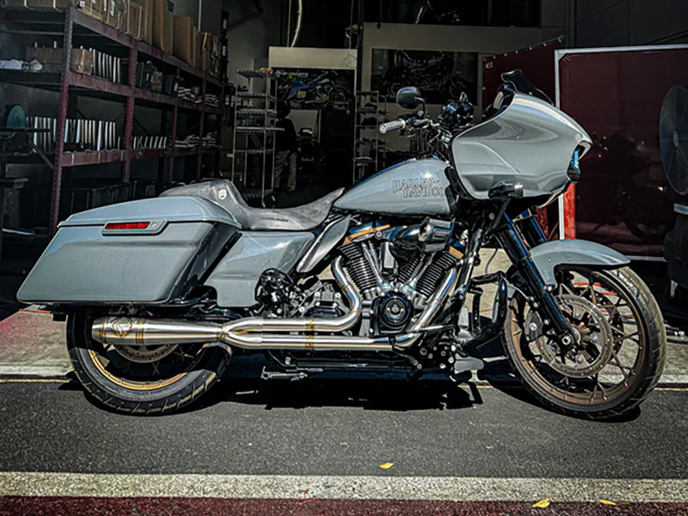 2-into-1 Elsinore Mid Length Exhaust - Stainless Steel. Fits Touring 2017up SP Concepts EXHAUST