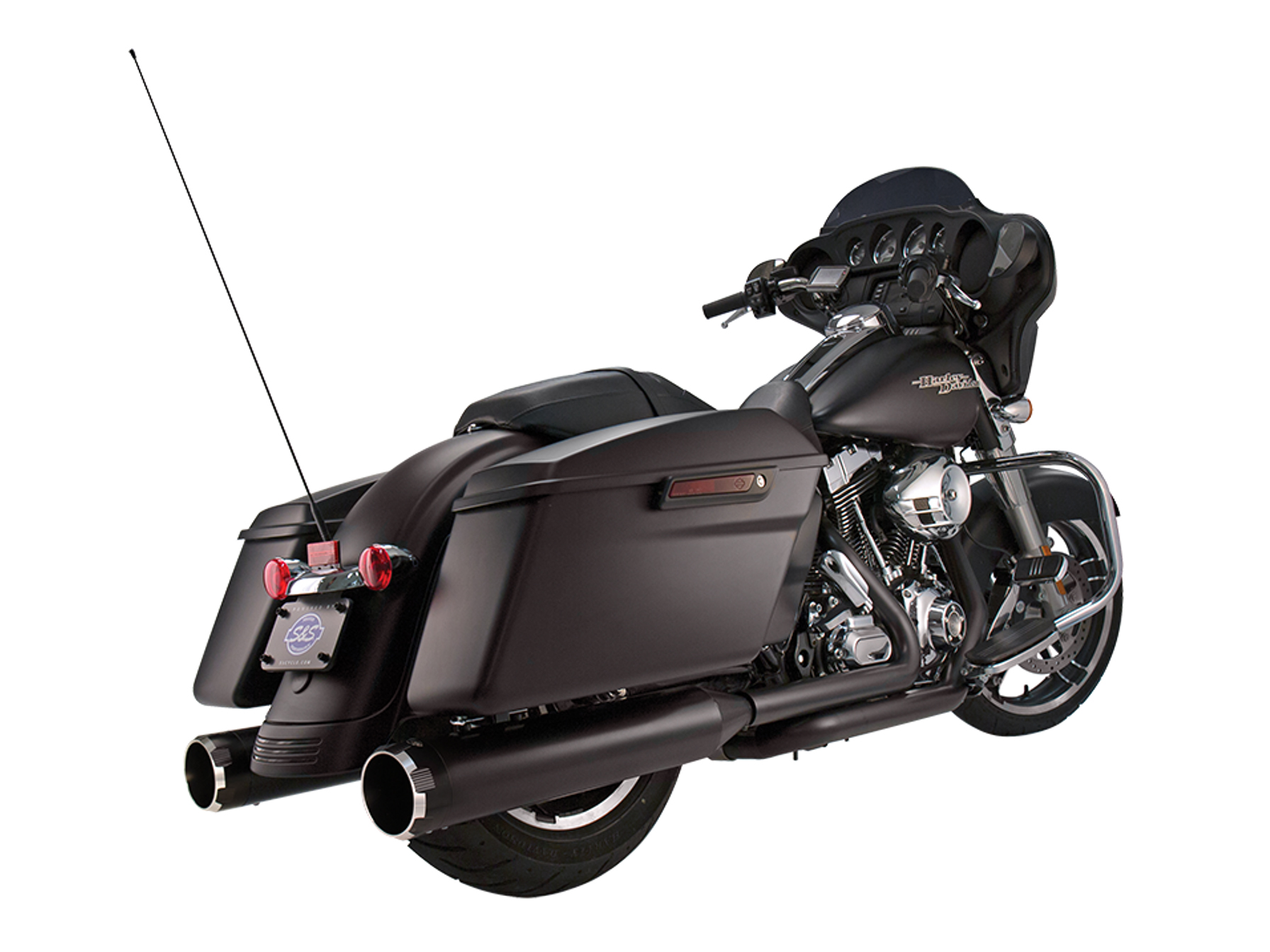 4-1/2in. Mk45 Slip-On Mufflers - Black with Black Thruster End Caps. Fits Touring 1995-2016. S&S - Image 2
