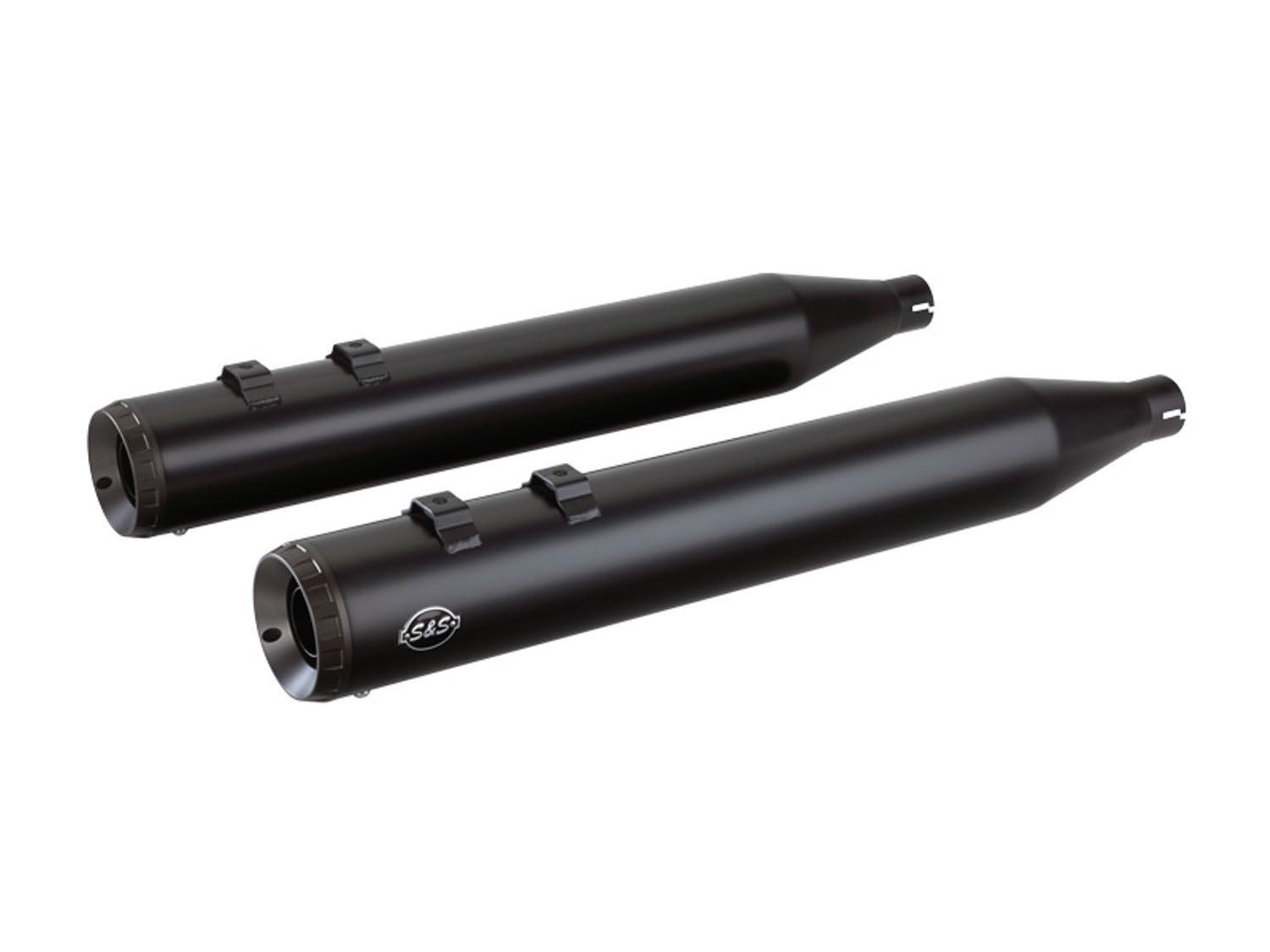 4in. Grand National Slip-On Mufflers - Black with Black End Caps. Fits Touring 1995-2016 & Trike 2017-2020. S&S - Image 2