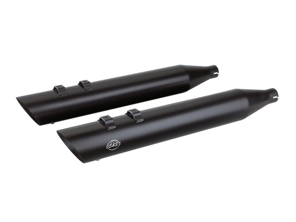 4in. Grand National Slash Cut Slip-On Mufflers - Black. Fits Touring 2017up. S&S