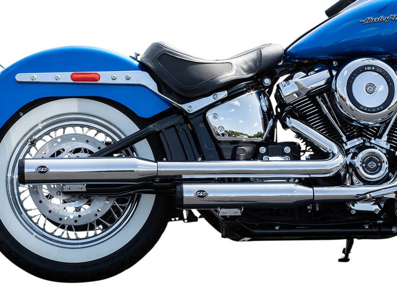 3-1/2in. Grand National Slip-On Mufflers - Chrome with Black End Caps. Fits Heritage Classic 2018-2024 & Deluxe 2018-2020 S&S