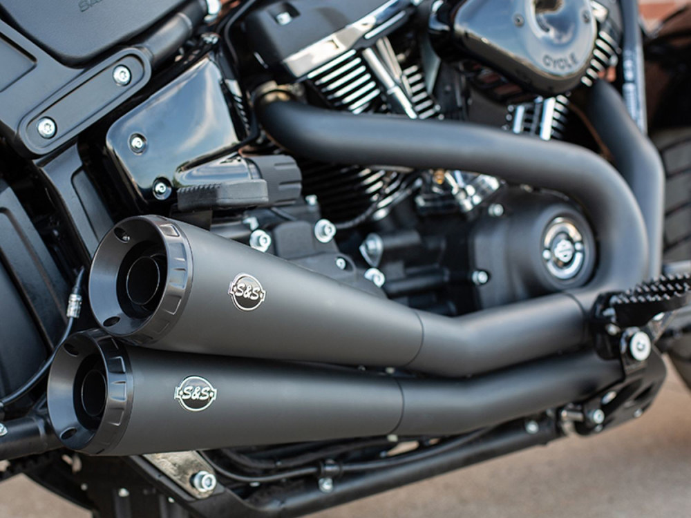 Grand National 2-into-2 Exhaust - Black with Black End Caps. Fits Street Bob, Low Rider, Slim, Fat Bob & Deluxe 2018-2024 S&S - Image 3