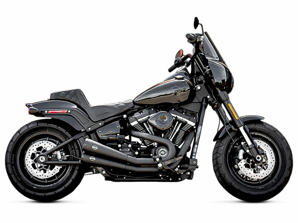 Grand National 2-into-2 Exhaust - Black with Black End Caps. Fits Street Bob, Low Rider, Slim, Fat Bob & Deluxe 2018-2024 S&S