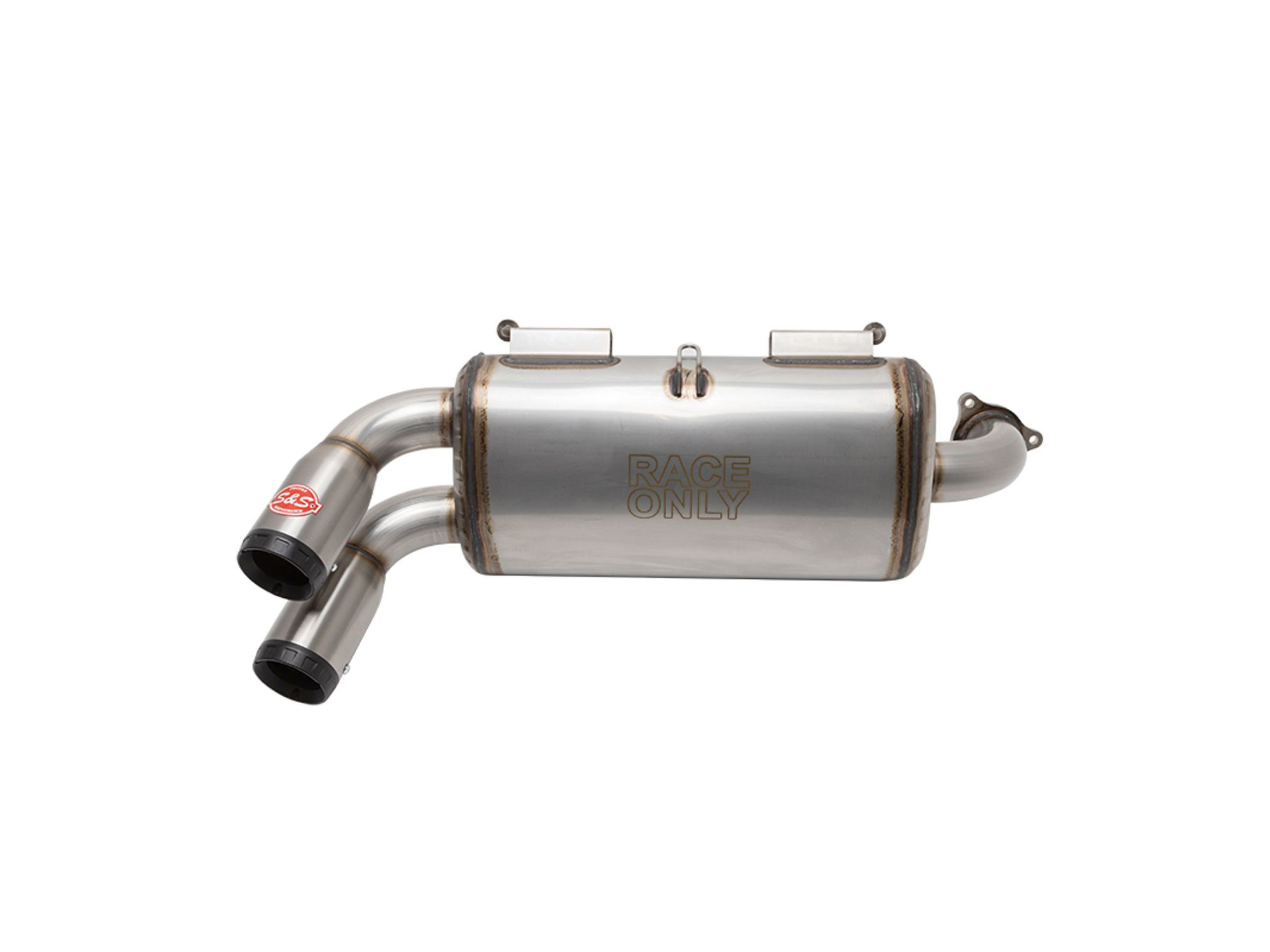 Power Tune XTO UTV Exhaust - Stainless Steel with Race Muffler. Fits Polaris RZR Turbo 2016up. S&S