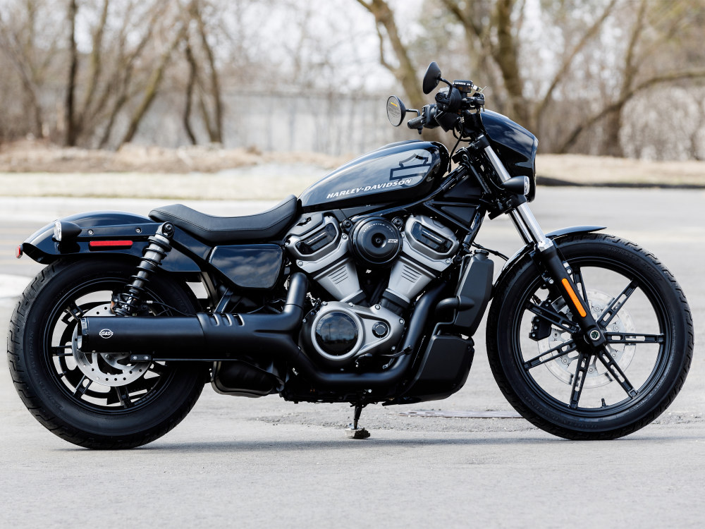 4.5in. Grand National Slip-On Muffler - Black with Black End Cap. Fits Nightster 975 2022up S&S - Image 2