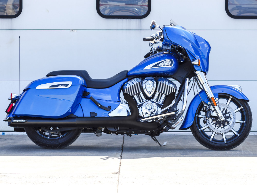 Broadhead 4in. Slip-On Mufflers - Black with Black End Caps. Fits Indian Big Twin 2014up with Hard Saddle Bags. S&S - Image 2