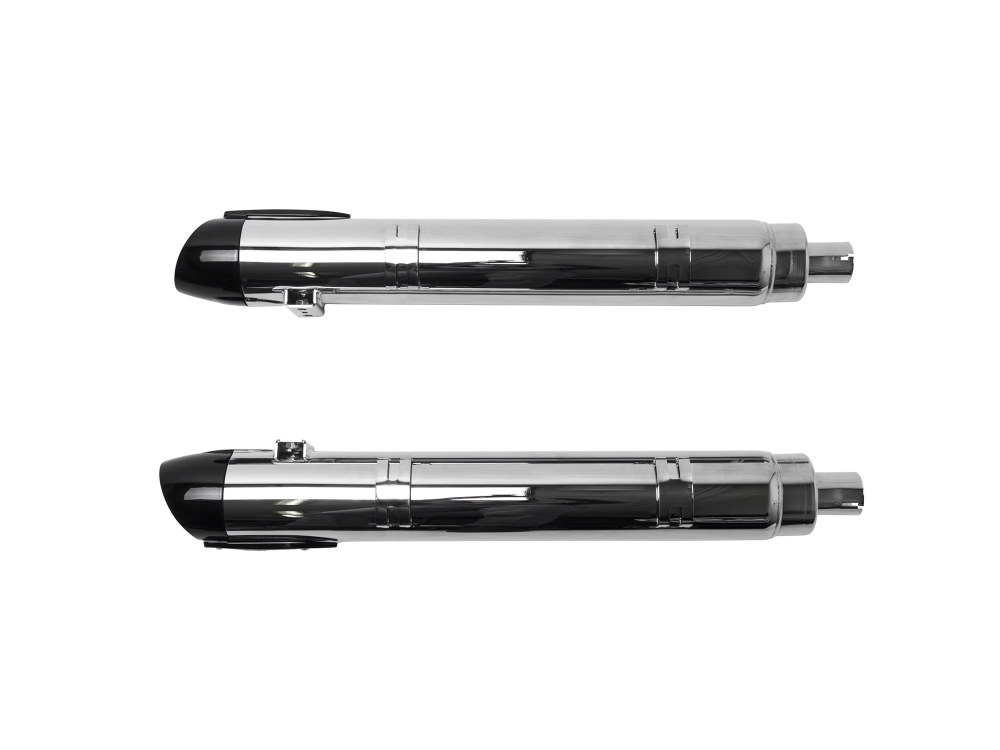 Broadhead 4in. Slip-On Mufflers - Chrome with Black End Caps. Fits Indian Big Twin 2014up with Hard Saddle Bags. S&S - Image 4