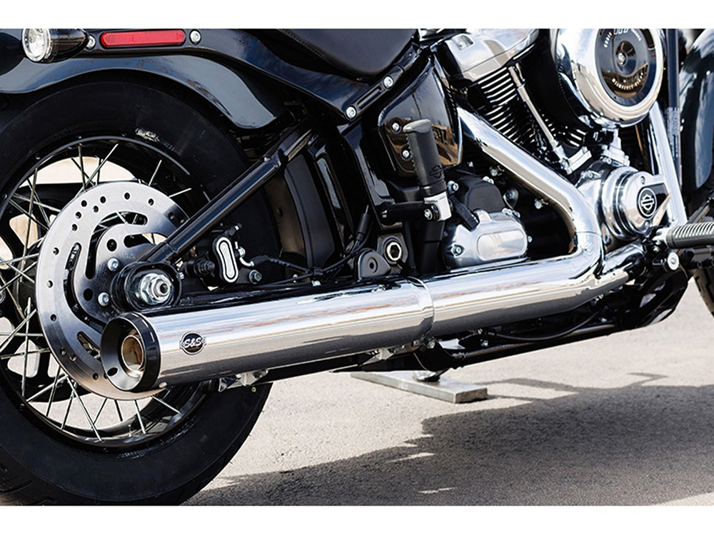 4in. Grand National Slip-On Muffler - Chrome with Black End Cap. Fits Softail Street Bob, Low Rider S, Low Rider ST & Heritage 2025up S&S - Image 3