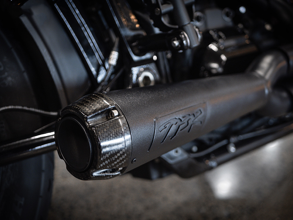 Comp-S 2-into-1 Exhaust - Black with Carbon Fiber End Cap. Fits Softail 2018up with Non-240 Rear Tyre TWO BROTHERS RACING EXHAUST - Image 3