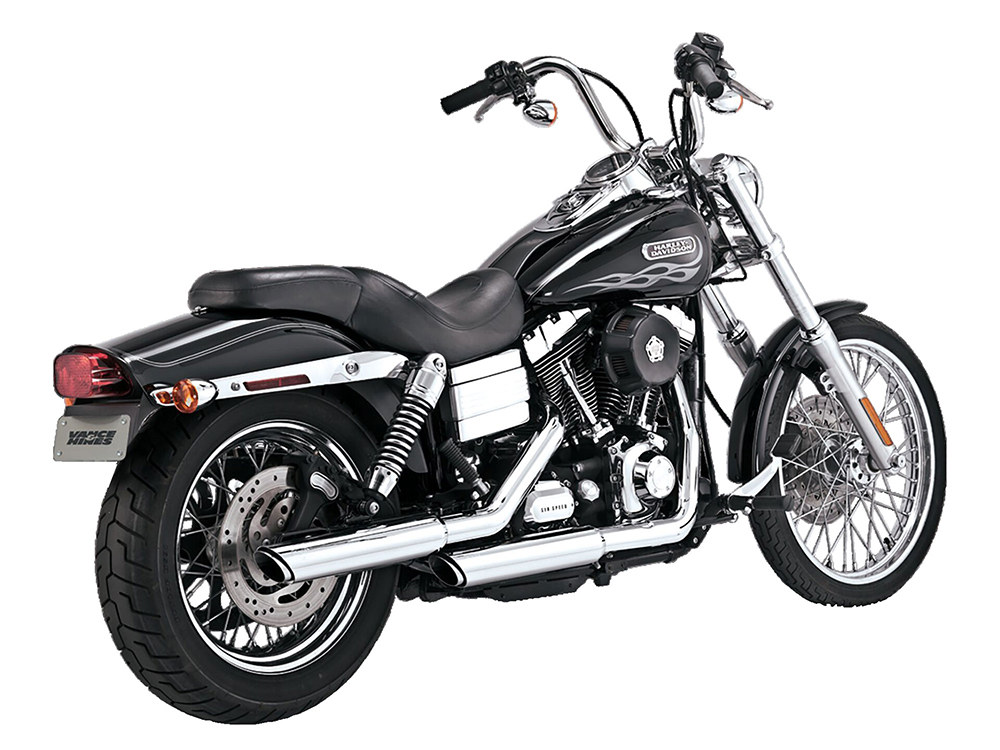 3in. Twin Slash Slip-On Mufflers - Chrome. Fits Dyna 1995-2017 Vance and Hines