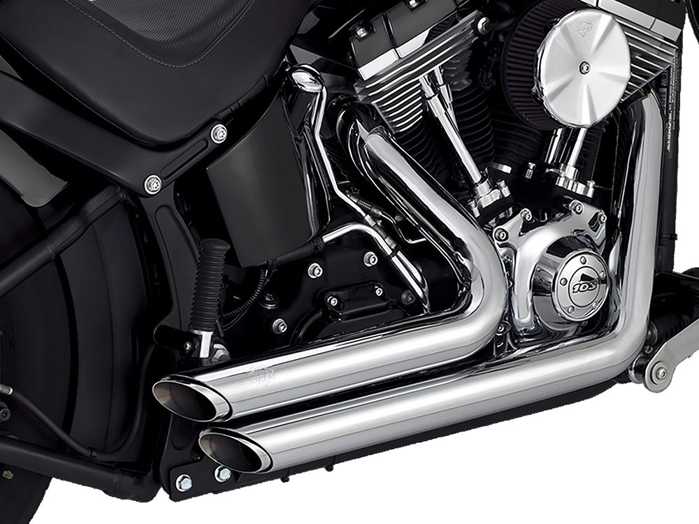 Shortshots Staggered Exhaust - Chrome. Fits Softail 1986-2017 Non-240 Tyre Models Vance and Hines - Image 2