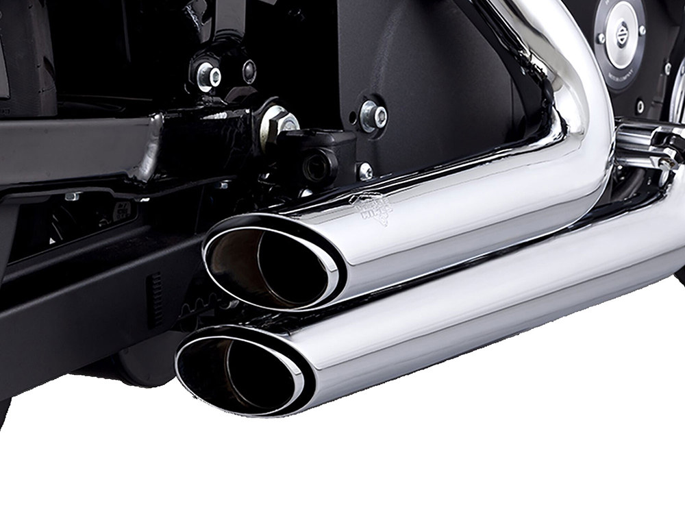Shortshots Staggered Exhaust - Chrome. Fits Softail 1986-2017 Non-240 Tyre Models Vance and Hines - Image 3