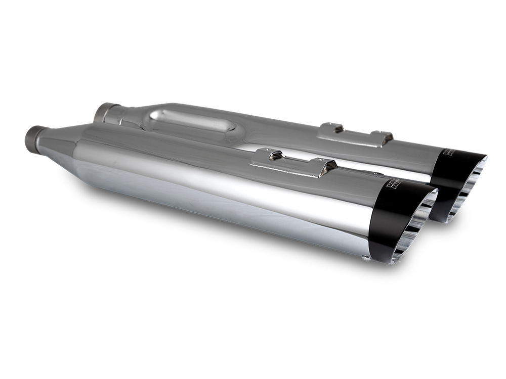 4.5in. Razorback Slash Cut Slip-On Mufflers - Chrome with Black End Caps. Fits Touring 2017up Vance and Hines - Image 2