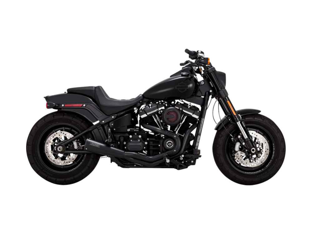 2-into-1 Upsweep Exhaust - Black. Fits Softail 2018up Non-240 Tyre Models Vance and Hines