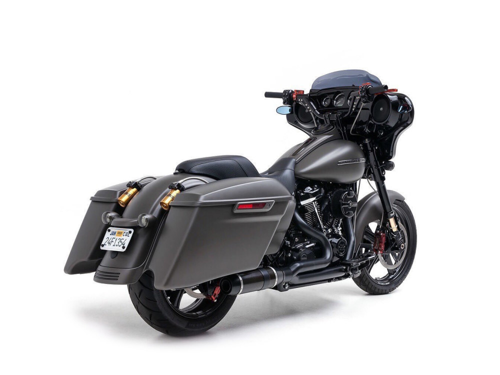 Bob Cat 2-into-1 Exhaust - Black with Carbon Fibre Sleeve Muffler. Fits Touring 2017up. D&D EXHAUST