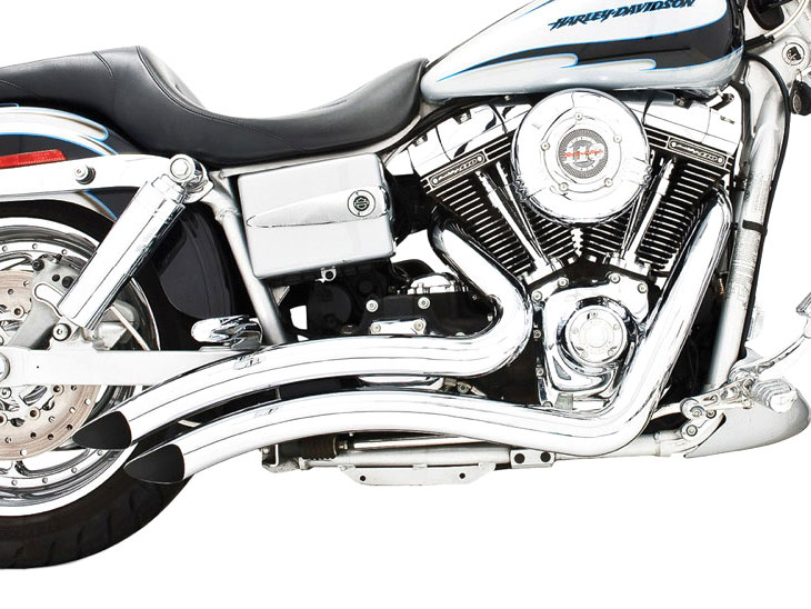 Sharp Curve Radius Exhaust - Chrome. Fits Dyna 1991-2005. FREEDOM PERFORMANCE EXHAUST - Image 3